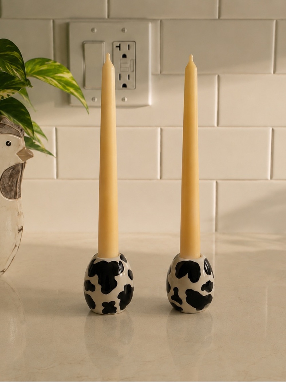 Black & White Cow Print Ceramic Holders